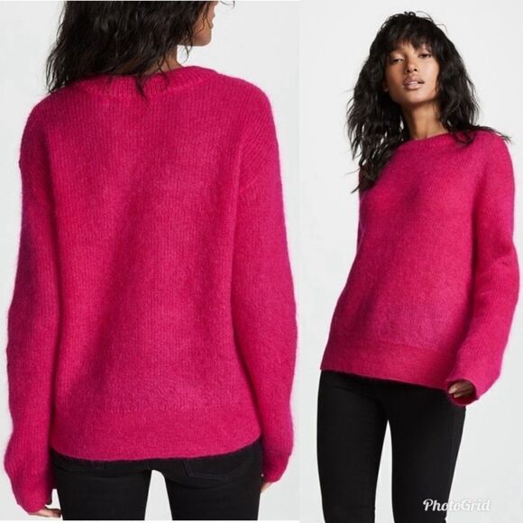 Revolve A.L.C. Riva Mohair Wool Blend Crewneck Pullover Sweater in Magenta Pink - Picture 1 of 11